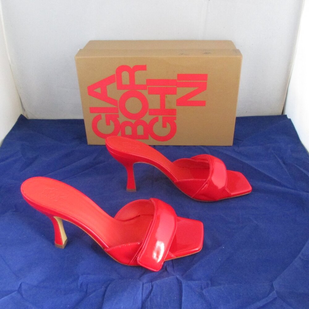 Gia Borghini Alodie Patent Heeled Sandals $500 - EU Size 39 - Red - 1104